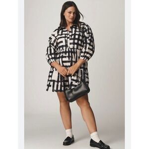 Maeve Anthropologie The Bettina Shirt 3/4 Balloon Sleeve Mini Dress Women's 3X